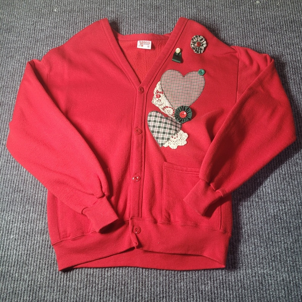 Sunbelt Sportswear Button Cottagecore Grannycore Cardigan, One Size, Red